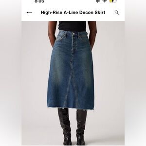 Levi’s High-Rise A-Line Decon Skirt size 31. Button fly. No stretch.  100% cott